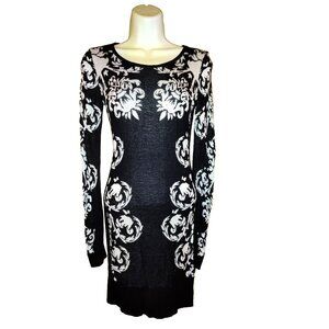 Women's Body Central black/white Scoop Neck Sweater Dress Size Small
